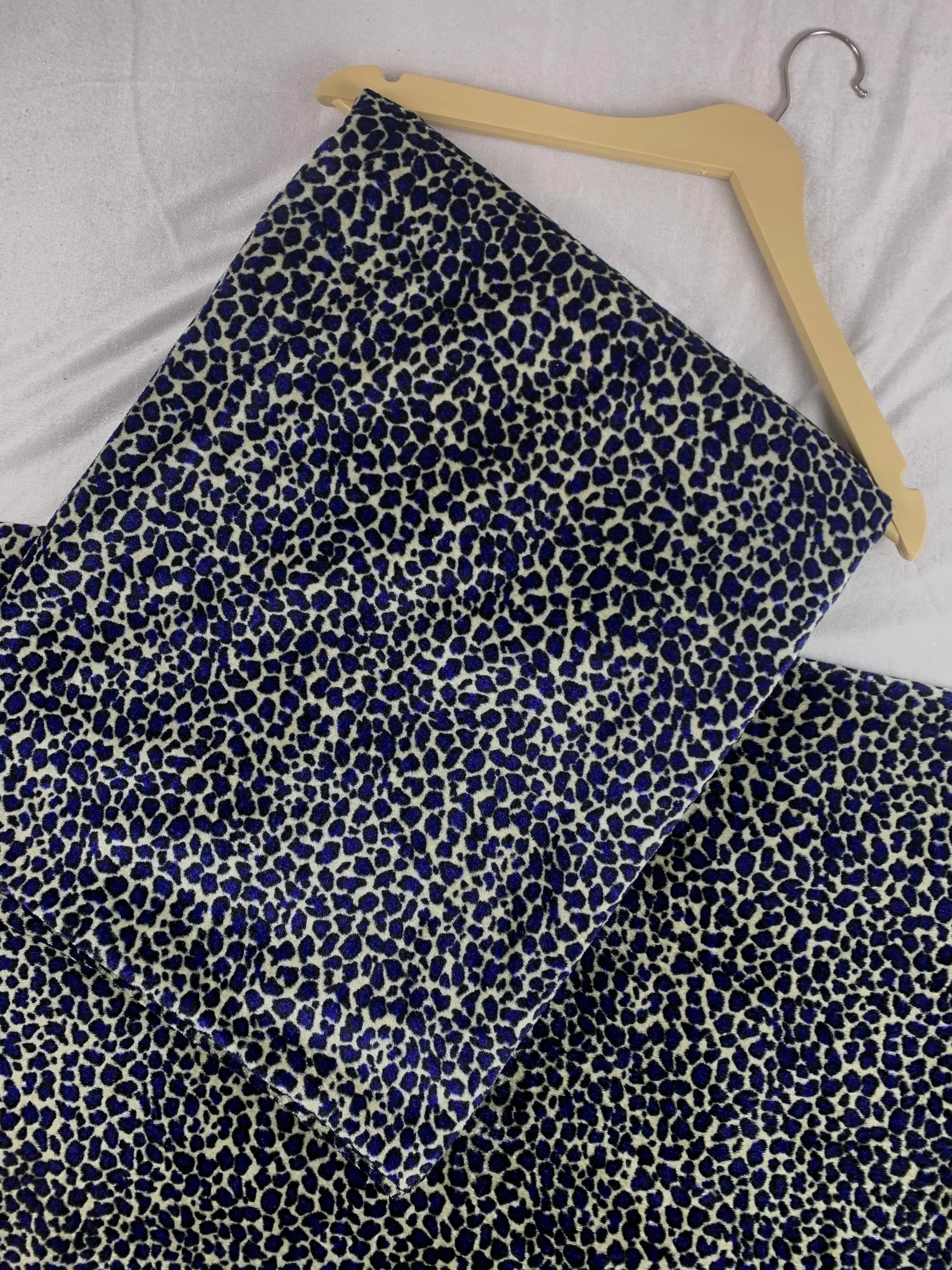 Blue and cream leopard print unstitched lawn fabric on hanger, premium designer material for ladies suits