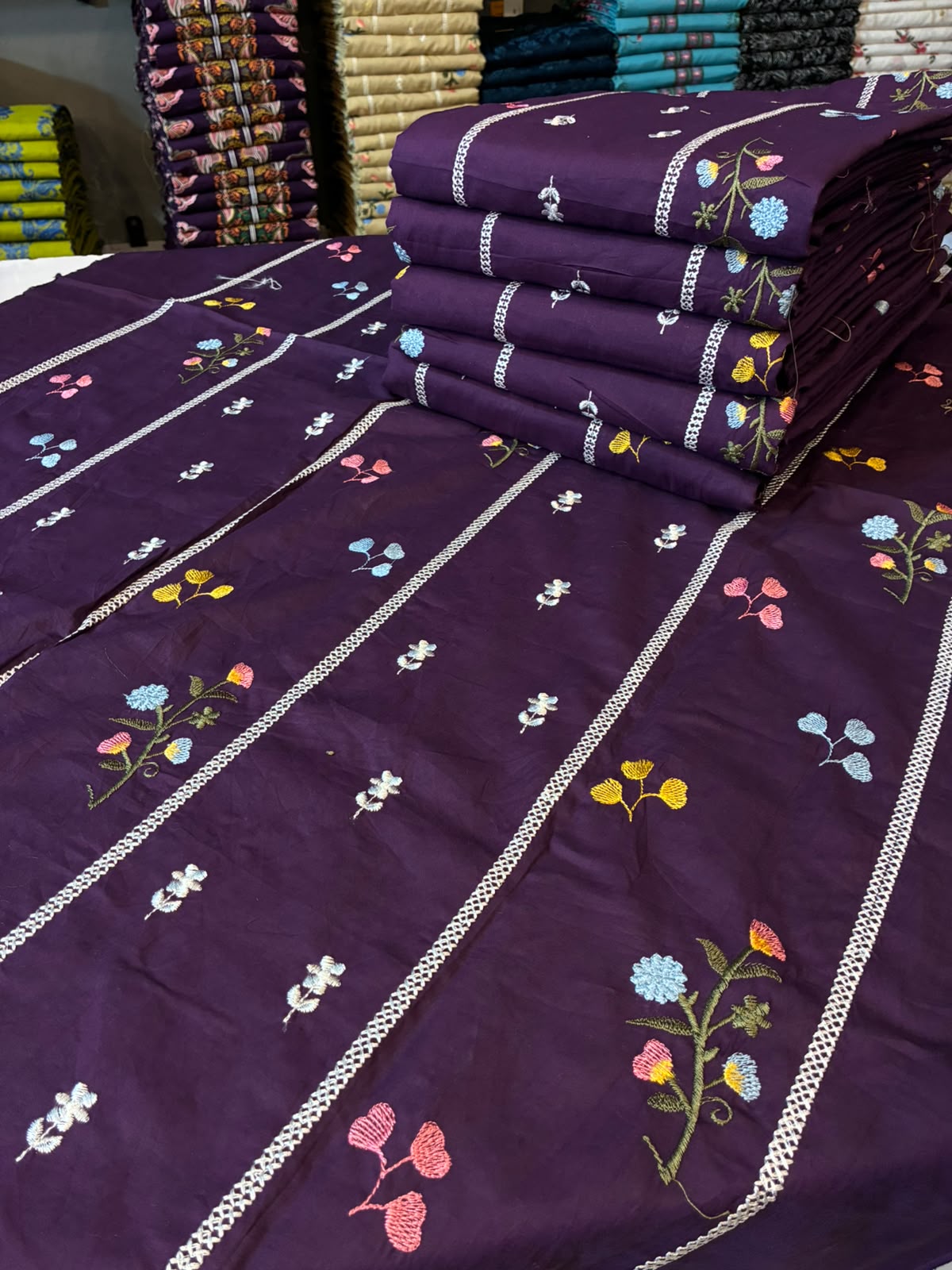 Mughalia Premium Unstitched 2-piece fabric set with intricate traditional Mughal-inspired patterns, suitable for custom tailoring.