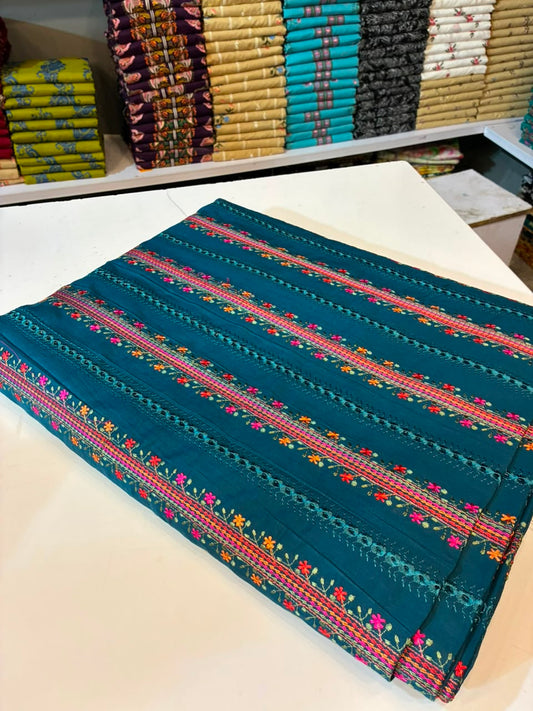 Mughalia Premium Unstitched 2-piece fabric set with intricate traditional Mughal-inspired patterns in vibrant colors.
