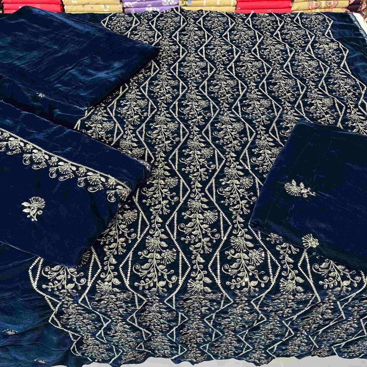 Premium Micro 9000 Velvet 3Pc Embroidered Suit ✨