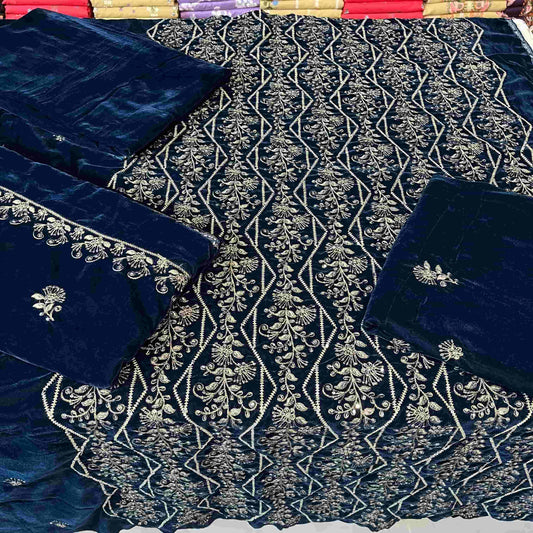 Premium Micro 9000 Velvet 3Pc Embroidered Suit ✨