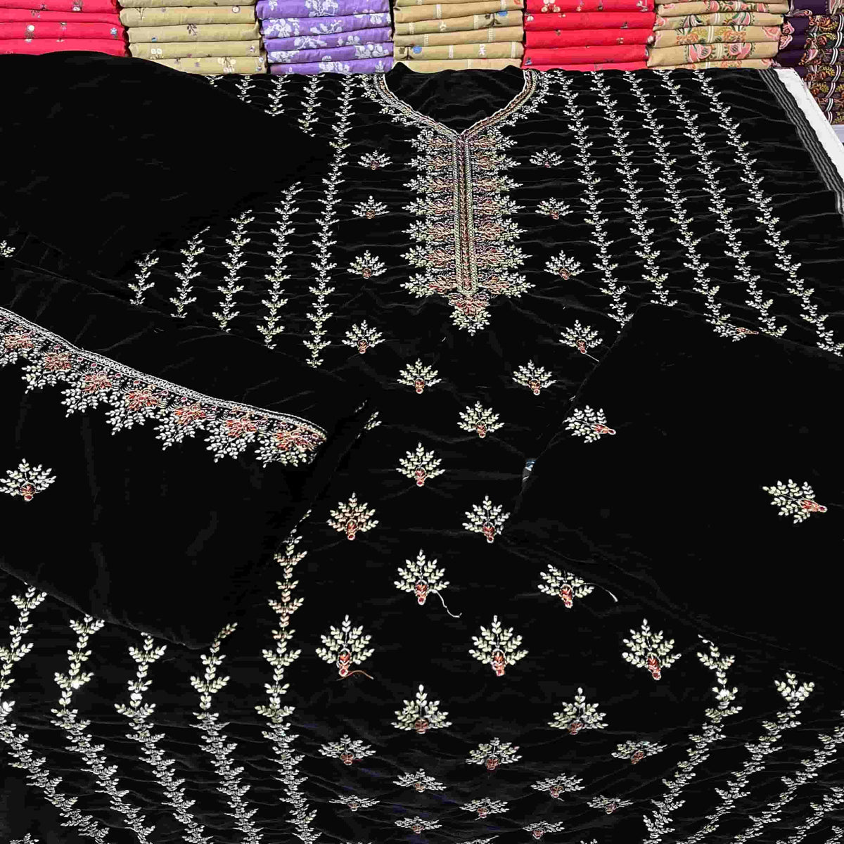 Premium Micro 9000 Velvet 3Pc Embroidered Suit ✨