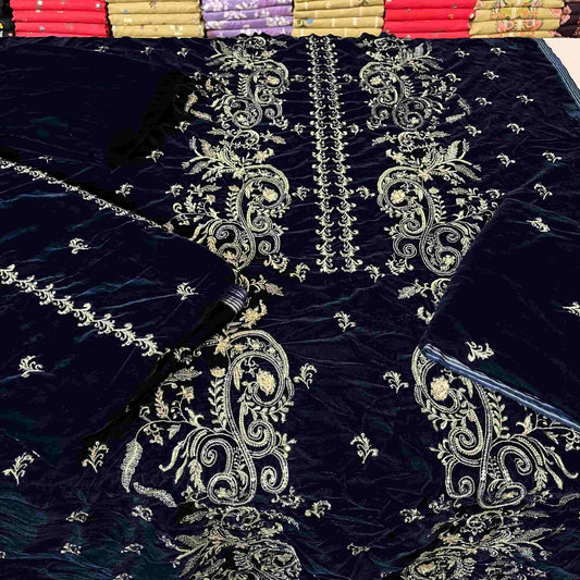 Premium Micro 9000 Velvet 3Pc Embroidered Suit ✨