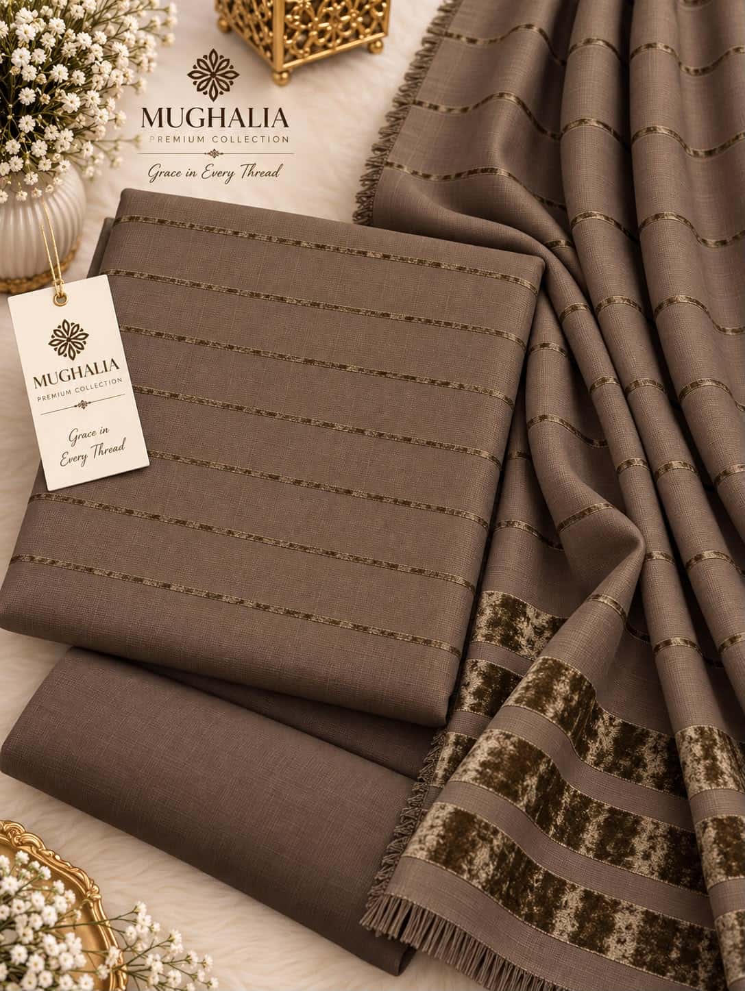 Mughalia Danakh 3 Piece Winter Suitn