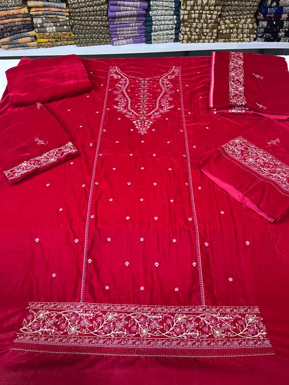 Velvet Micro 9000 3PC Embroidered Suit