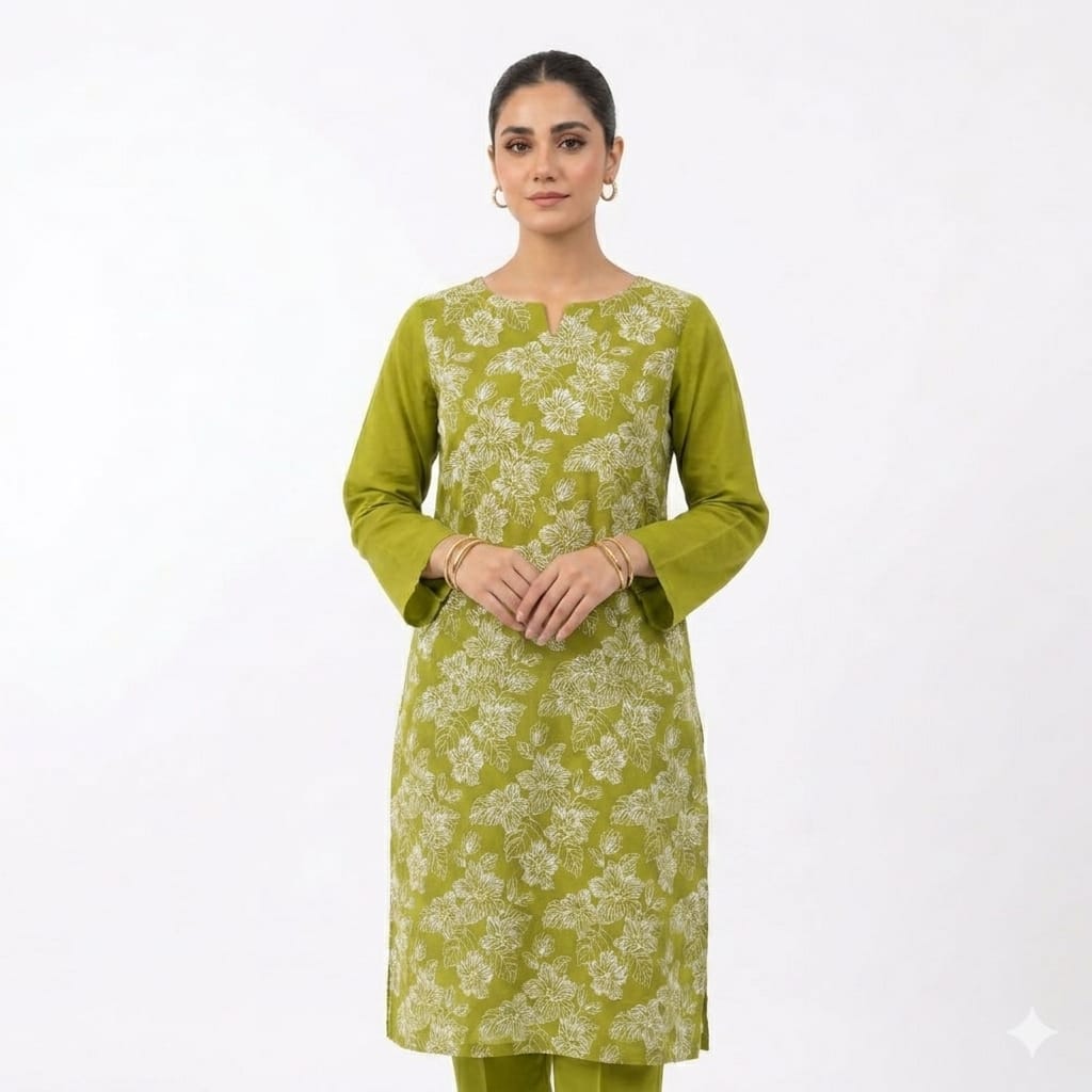 Olive Green 2pc Embroidered
