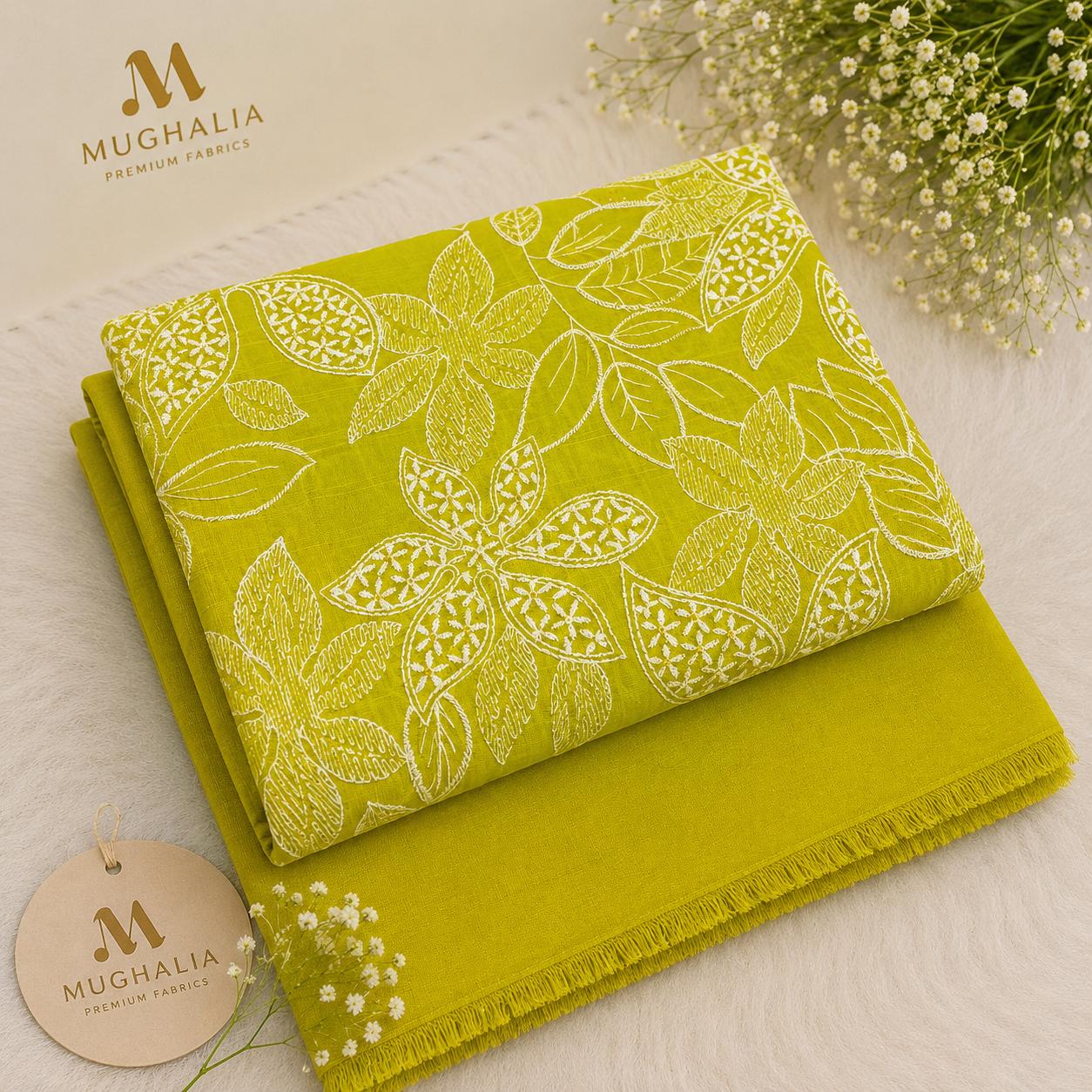 Olive Green 2pc Embroidered