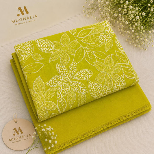 Olive Green 2pc Embroidered