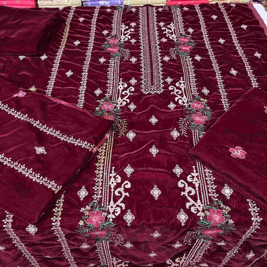 Premium Micro 9000 Velvet 3-Pc Embroidered Suit ✨