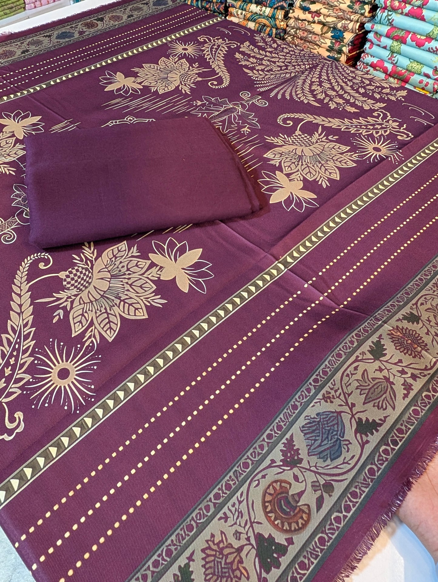 🩵 Original Wool Shawl 3PC – Maria B Inspired 🩵