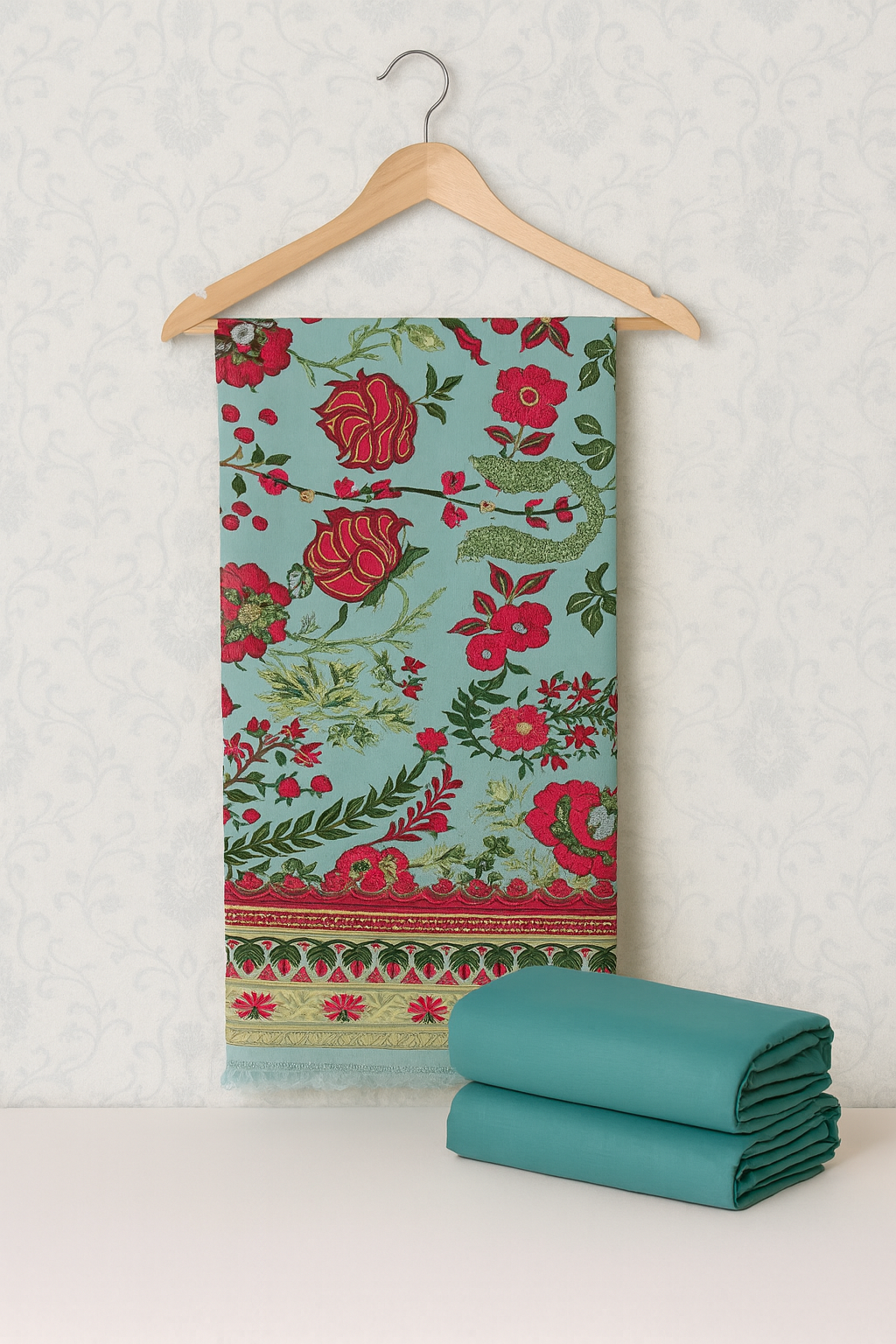 🩵 Original Wool Shawl 3PC – Maria B Inspired 🩵